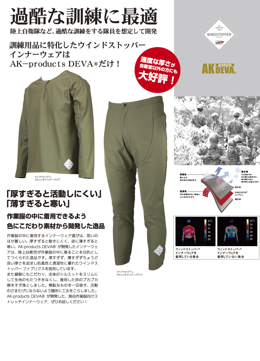 ウインドストッパー　AK-products DEVA® 　ストレッチインナー